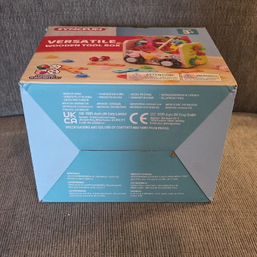 Versatile Wooden Tool Box for Kids - Multicolor By Syncfun. New In Box.